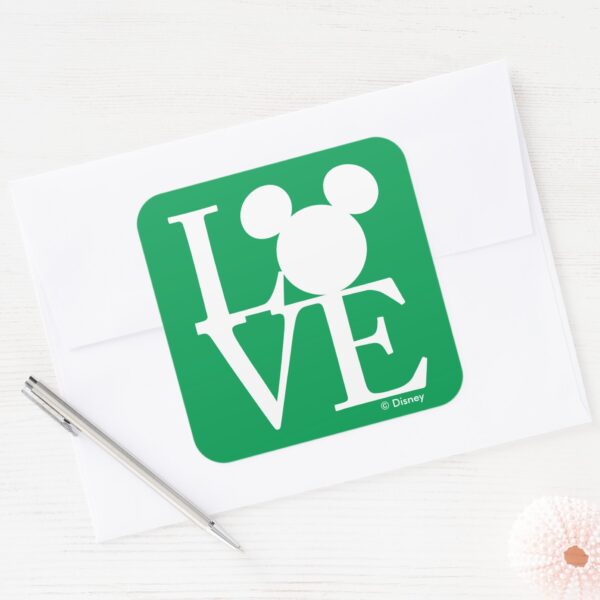 Mickey_Mouse_LOVE___St._Patrick's_Day_Square_Sticker_3 Mickey Mouse LOVE St. Patricks Day Square Sticker