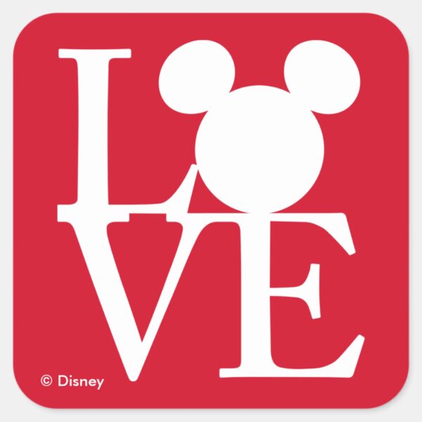 Mickey_Mouse_LOVE___Valentine's_Day_3_Square_Sticker_1 Mickey Mouse LOVE Valentines Day 3 Square Sticker