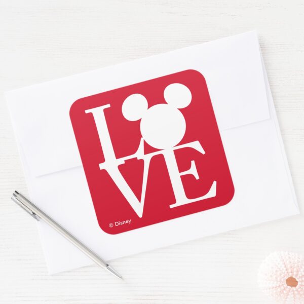 Mickey_Mouse_LOVE___Valentine's_Day_3_Square_Sticker_3 Mickey Mouse LOVE Valentines Day 3 Square Sticker