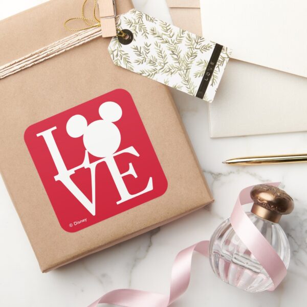 Mickey_Mouse_LOVE___Valentine's_Day_3_Square_Sticker_5 Mickey Mouse LOVE Valentines Day 3 Square Sticker