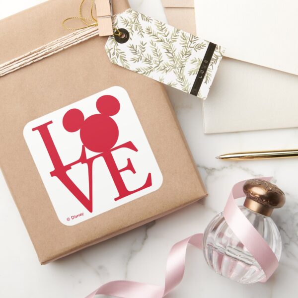 Mickey Mouse LOVE Valentines Day Square Sticker