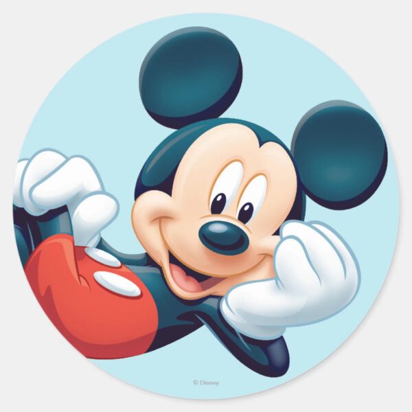 Mickey_Mouse_Laying_Down_Classic_Round_Sticker_1 Mickey Mouse Laying Down Classic Round Sticker