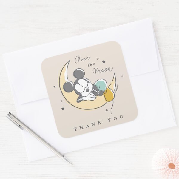 Mickey_Mouse_Over_the_Moon_Thank_You_Square_Sticker_4 Mickey Mouse Over The Moon Thank You Square Sticker