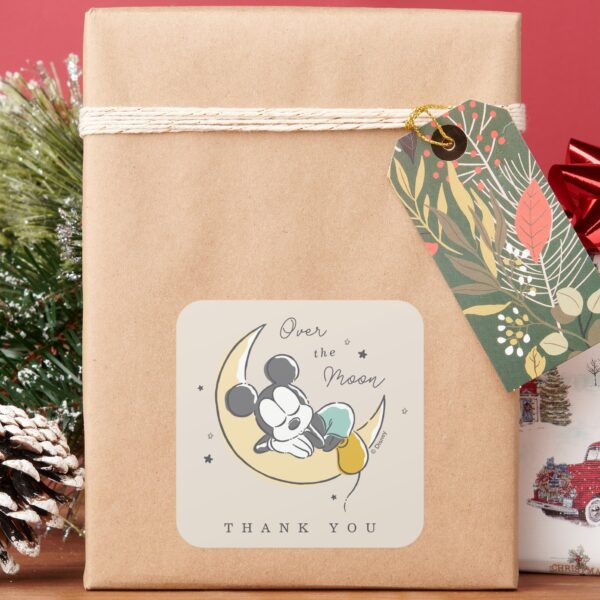 Mickey_Mouse_Over_the_Moon_Thank_You_Square_Sticker_7 Mickey Mouse Over The Moon Thank You Square Sticker