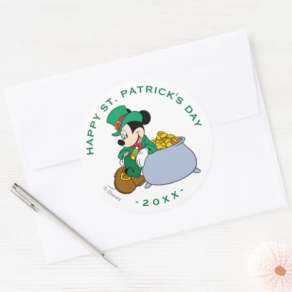 Mickey_Mouse_Pot_of_Gold___St._Patrick's_Day_Classic_Round_Sticker_3 Mickey Mouse Pot Of Gold St. Patricks Day Classic Round Sticker