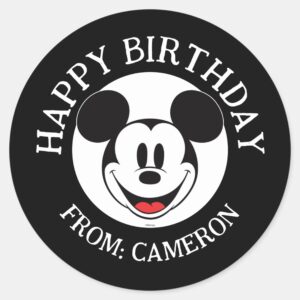 Mickey Mouse Smiling Happy Birthday Classic Round Sticker