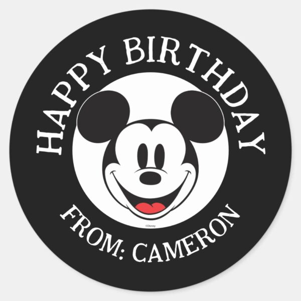 Mickey_Mouse_Smiling___Happy_Birthday_Classic_Round_Sticker_1 Mickey Mouse Smiling Happy Birthday Classic Round Sticker