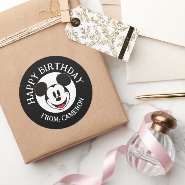 Mickey_Mouse_Smiling___Happy_Birthday_Classic_Round_Sticker_5 Mickey Mouse Smiling Happy Birthday Classic Round Sticker