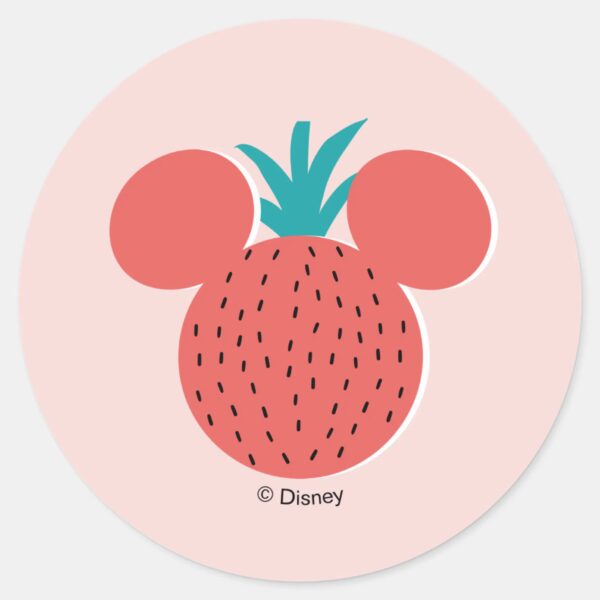Mickey_Mouse_Strawberry_Icon_Classic_Round_Sticker_1 Mickey Mouse Strawberry Icon Classic Round Sticker