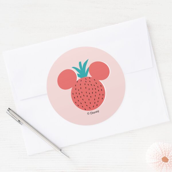 Mickey_Mouse_Strawberry_Icon_Classic_Round_Sticker_3 Mickey Mouse Strawberry Icon Classic Round Sticker