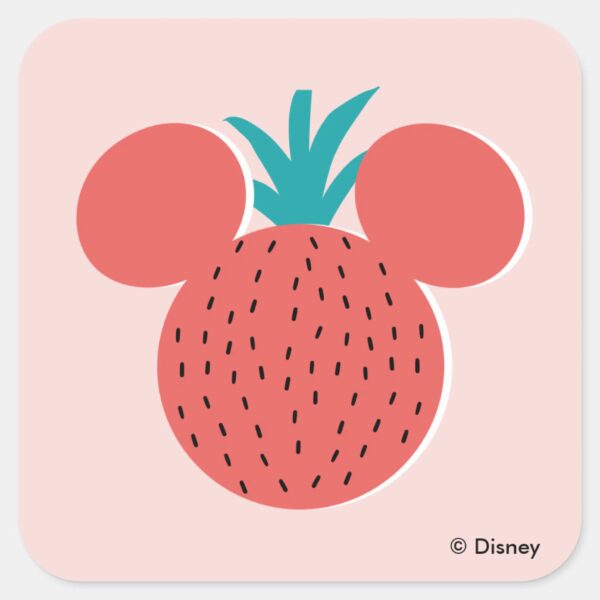 Mickey_Mouse_Strawberry_Icon_Square_Sticker_1 Mickey Mouse Strawberry Icon Square Sticker