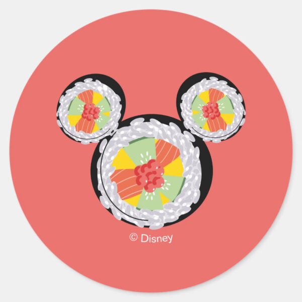 Mickey_Mouse_Sushi_Icon_Classic_Round_Sticker_1 Mickey Mouse Sushi Icon Classic Round Sticker