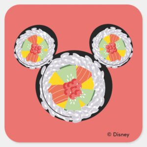 Mickey Mouse Sushi Icon Square Sticker