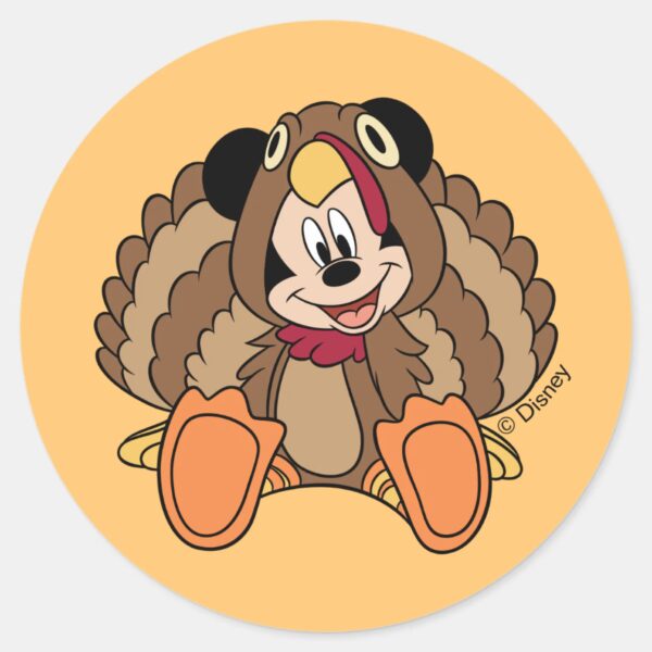 Mickey_Mouse_Thanksgiving_Turkey_Classic_Round_Sticker_1 Mickey Mouse Thanksgiving Turkey Classic Round Sticker
