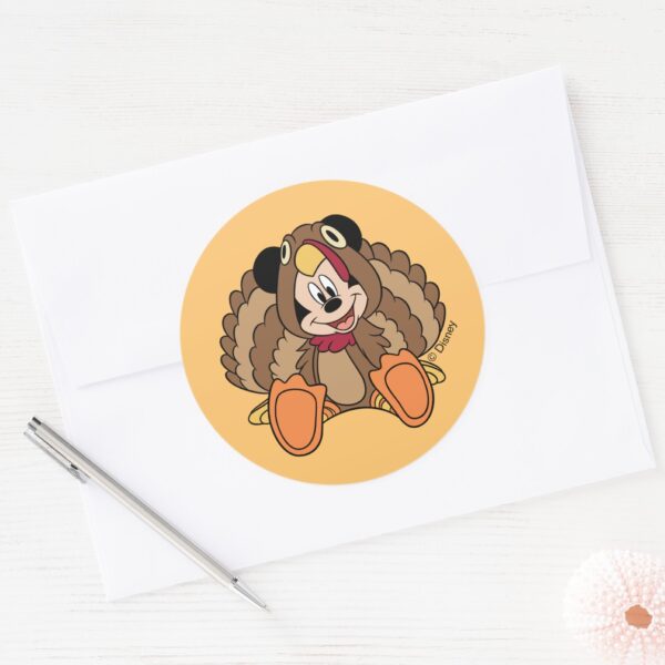Mickey_Mouse_Thanksgiving_Turkey_Classic_Round_Sticker_3 Mickey Mouse Thanksgiving Turkey Classic Round Sticker