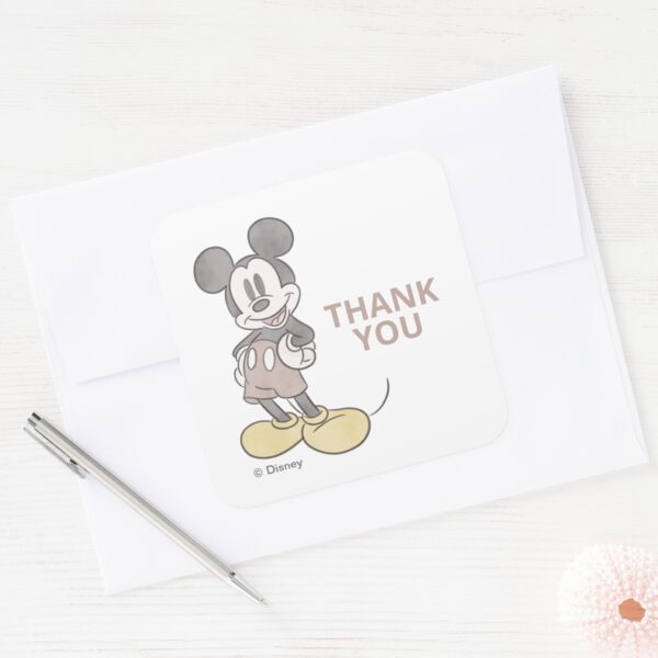Mickey_Mouse_Watercolor_Baby_Shower_Thank_You_Square_Sticker_4 Mickey Mouse Watercolor Baby Shower Thank You Square Sticker