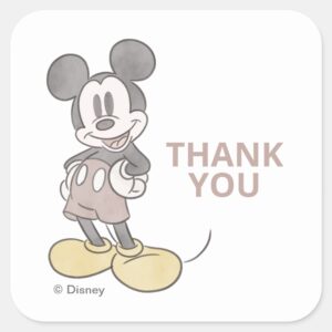 Mickey Mouse Watercolor Birthday Thank You Square Sticker
