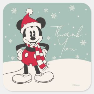Mickey Mouse Winter Onederland Birthday Thank You Square Sticker