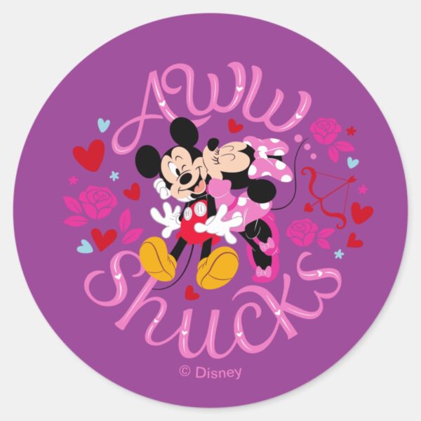 Mickey_Mouse_&_Minnie_Mouse___Aww_Schucks_Classic_Round_Sticker_1 Mickey Mouse Minnie Mouse Aww Schucks Classic Round Sticker