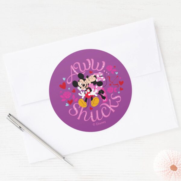 Mickey_Mouse_&_Minnie_Mouse___Aww_Schucks_Classic_Round_Sticker_3 Mickey Mouse Minnie Mouse Aww Schucks Classic Round Sticker