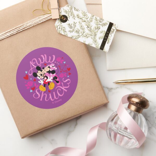 Mickey_Mouse_&_Minnie_Mouse___Aww_Schucks_Classic_Round_Sticker_5 Mickey Mouse Minnie Mouse Aww Schucks Classic Round Sticker