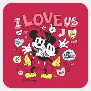 Mickey_Mouse_&_Minnie_Mouse___I_Love_Us_Square_Sticker_1 Mickey Mouse Minnie Mouse I Love Us Square Sticker