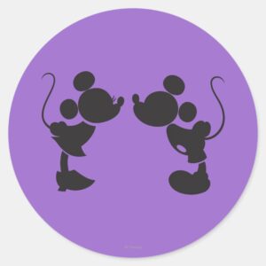 Mickey Mouse Minnie Silhouette Classic Round Sticker