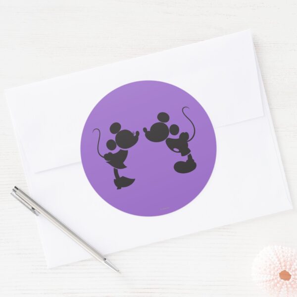 Mickey_Mouse_&_Minnie_Silhouette_Classic_Round_Sticker_3 Mickey Mouse Minnie Silhouette Classic Round Sticker