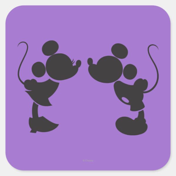 Mickey_Mouse_&_Minnie_Silhouette_Square_Sticker_1 Mickey Mouse Minnie Silhouette Square Sticker