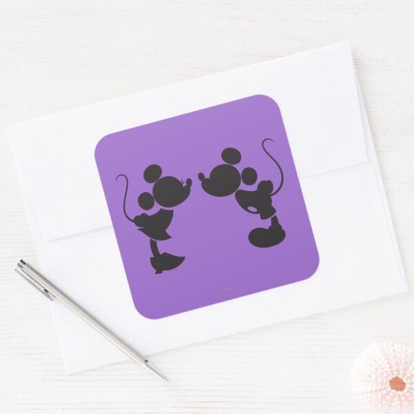 Mickey_Mouse_&_Minnie_Silhouette_Square_Sticker_3 Mickey Mouse Minnie Silhouette Square Sticker