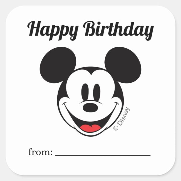 Mickey_Mouse___A_Gift_From_-_Birthday_Square_Sticker_1 Mickey Mouse A Gift From Birthday Square Sticker