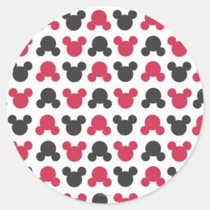 Mickey_Mouse___Black_and_Red_Pattern_Classic_Round_Sticker_1 Mickey Mouse Black And Red Pattern Classic Round Sticker
