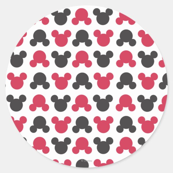 Mickey_Mouse___Black_and_Red_Pattern_Classic_Round_Sticker_1 Mickey Mouse Black And Red Pattern Classic Round Sticker
