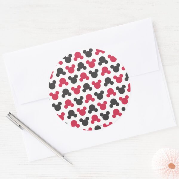 Mickey_Mouse___Black_and_Red_Pattern_Classic_Round_Sticker_3 Mickey Mouse Black And Red Pattern Classic Round Sticker
