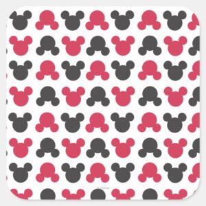 Mickey_Mouse___Black_and_Red_Pattern_Square_Sticker_1 Mickey Mouse Black And Red Pattern Square Sticker