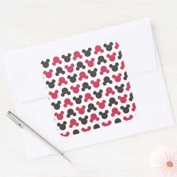 Mickey_Mouse___Black_and_Red_Pattern_Square_Sticker_3 Mickey Mouse Black And Red Pattern Square Sticker