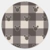 Mickey_Mouse___Brown_Plaid_Pattern_Classic_Round_Sticker_1 Mickey Mouse Brown Plaid Pattern Classic Round Sticker