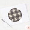 Mickey_Mouse___Brown_Plaid_Pattern_Classic_Round_Sticker_3 Mickey Mouse Brown Plaid Pattern Classic Round Sticker