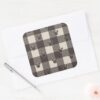 Mickey_Mouse___Brown_Plaid_Pattern_Square_Sticker_3 Mickey Mouse Brown Plaid Pattern Square Sticker