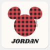 Mickey_Mouse___Buffalo_Plaid___Add_Your_Name_Square_Sticker_1 Mickey Mouse Buffalo Plaid Add Your Name Square Sticker