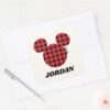 Mickey_Mouse___Buffalo_Plaid___Add_Your_Name_Square_Sticker_3 Mickey Mouse Buffalo Plaid Add Your Name Square Sticker