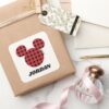 Mickey_Mouse___Buffalo_Plaid___Add_Your_Name_Square_Sticker_5 Mickey Mouse Buffalo Plaid Add Your Name Square Sticker