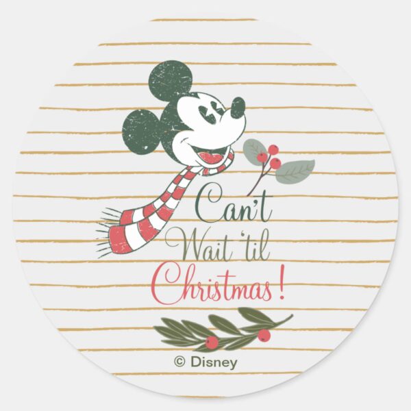 Mickey Mouse Cant Wait Til Christmas Classic Round Sticker
