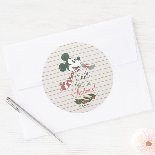 Mickey Mouse Cant Wait Til Christmas Classic Round Sticker