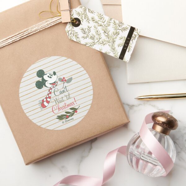 Mickey Mouse Cant Wait Til Christmas Classic Round Sticker