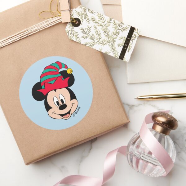 Mickey Mouse Christmas Elf Hat Classic Round Sticker