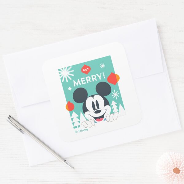 Mickey_Mouse___Get_Merry!_Square_Sticker_3 Mickey Mouse Get Merry Square Sticker
