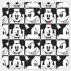 Mickey_Mouse___Grid_Pattern_Square_Sticker_1 Mickey Mouse Grid Pattern Square Sticker