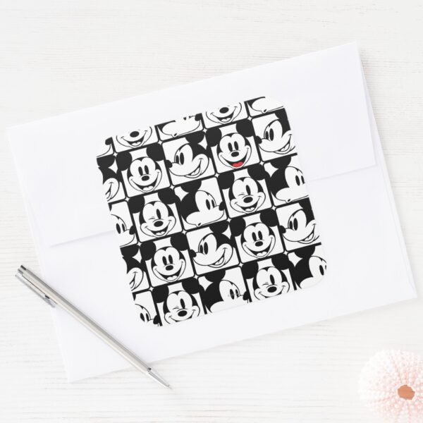 Mickey_Mouse___Grid_Pattern_Square_Sticker_3 Mickey Mouse Grid Pattern Square Sticker