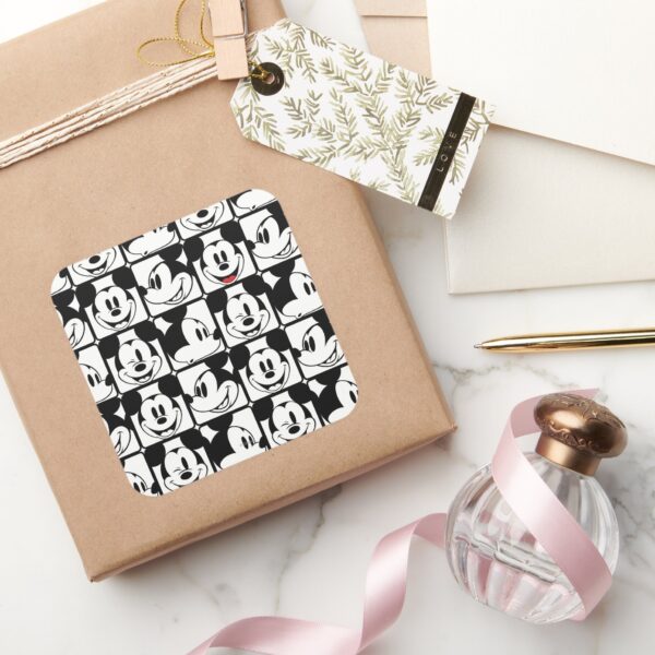 Mickey_Mouse___Grid_Pattern_Square_Sticker_5 Mickey Mouse Grid Pattern Square Sticker